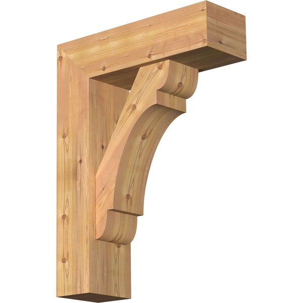 Ekena Millwork Olympic Block Smooth Bracket w/ Offset Brace, Western Red Cedar, 7 1/2"W x 24"D x 32"H BKT0806X24X32OLY05SWR - main